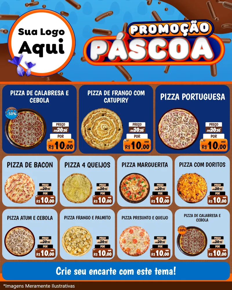 Modelo de Rede Social para Feed Instagram com o tema Promoção Páscoa para Pizzaria