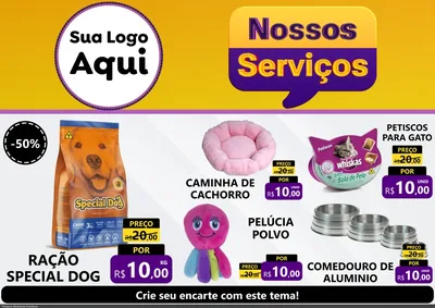 Modelo de Encarte para Encarte A4 Horizontal com o tema Nossos Serviços para Pet Shop