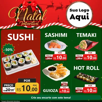 Modelo de Rede Social para Feed Facebook com o tema Natal Imperdível para Comida japonesa