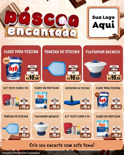 Modelo de Rede Social para Feed Instagram com o tema Páscoa Encantada para Produtos para Piscina