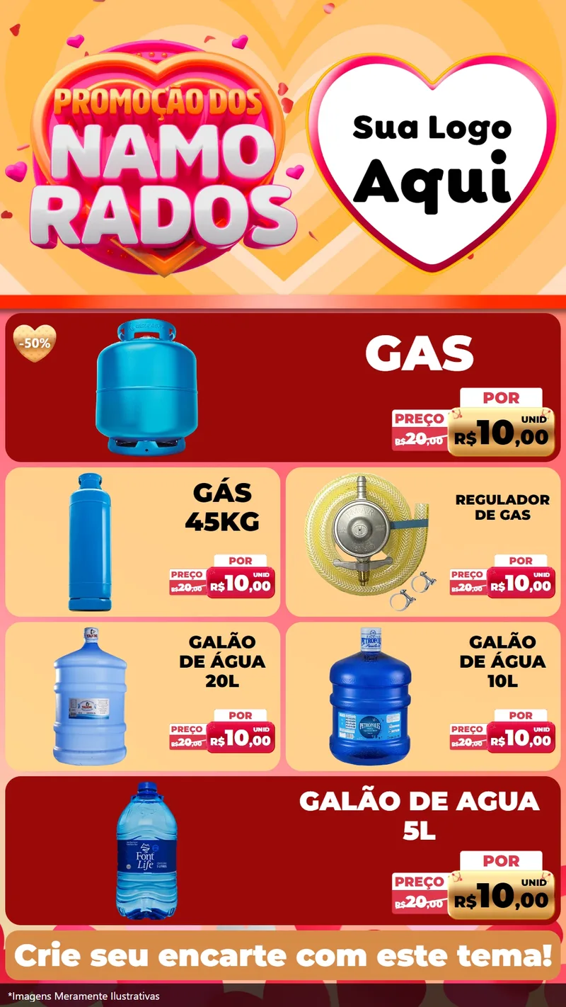 Modelo de TV para TV Vertical com o tema Promoção dos Namorados para Água e gás