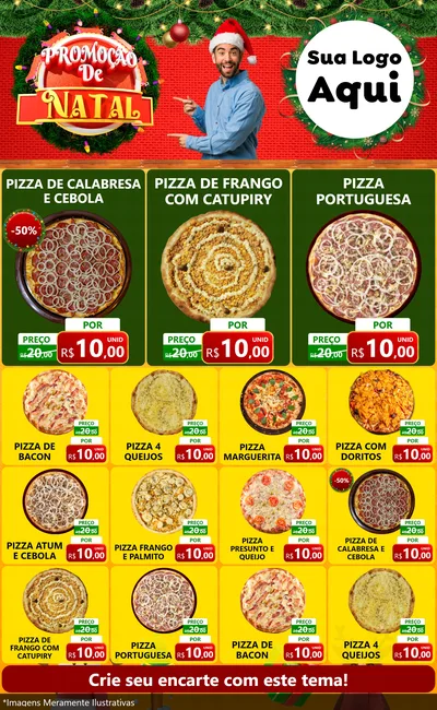 Modelo de Encarte para Encarte Grande com o tema Promoção de Natal para Pizzaria
