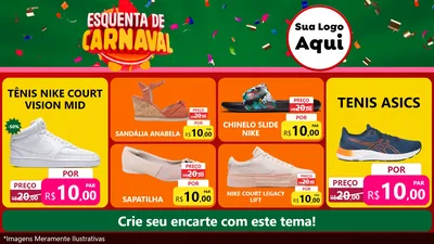 Modelo de TV para TV Horizontal com o tema Esquenta de Carnaval para Calçados