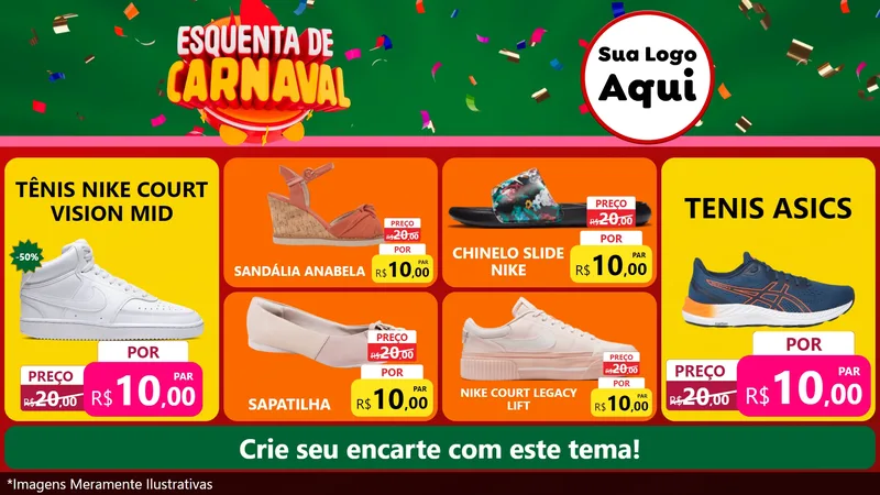 Modelo de TV para TV Horizontal com o tema Esquenta de Carnaval para Calçados