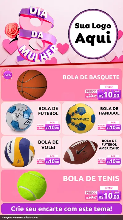 Modelo de TV para TV Vertical com o tema Dia da Mulher para Artigos Esportivos