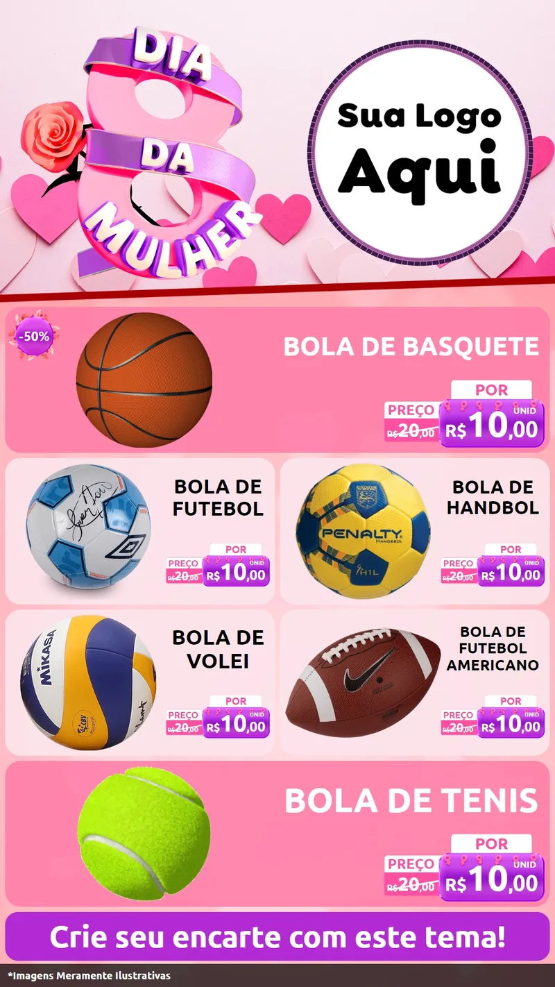 Modelo de TV para TV Vertical com o tema Dia da Mulher para Artigos Esportivos