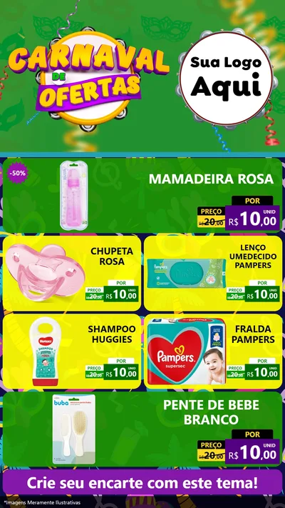 Modelo de TV para TV Vertical com o tema Carnaval de Ofertas para Bebês