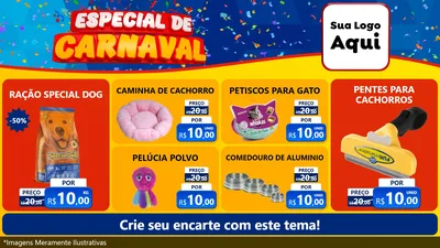Modelo de TV para TV Horizontal com o tema Especial de Carnaval para Pet Shop