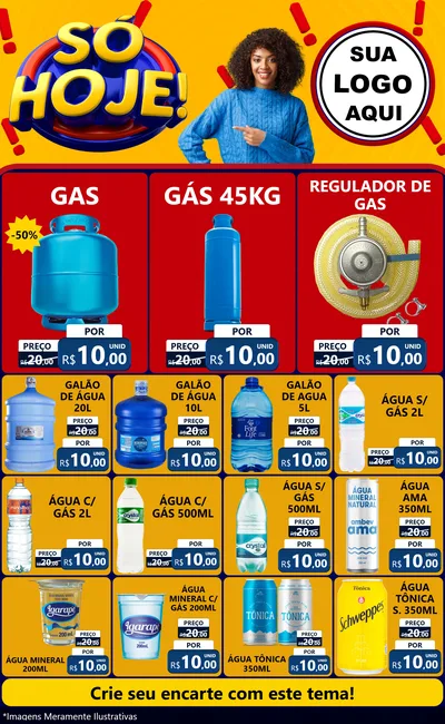 Modelo de Encarte para Encarte Grande com o tema Só Hoje! para Água e gás