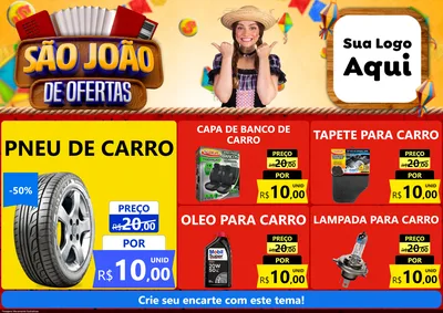 Modelo de Encarte para Encarte A4 Horizontal com o tema São João de Ofertas para Auto peças