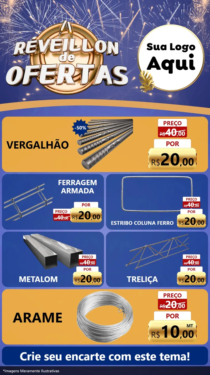 Modelo de TV para TV Vertical com o tema Réveillon de Ofertas para Ferragens