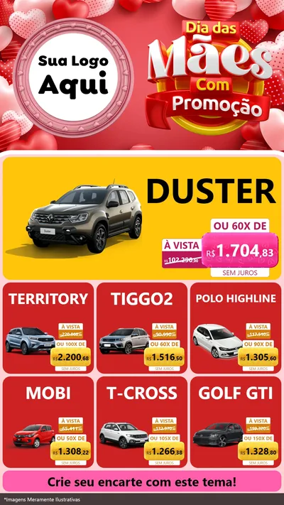 Modelo de Rede Social para Stories com o tema Dia Das Mães Com Promoção para Concessionaria de Carros
