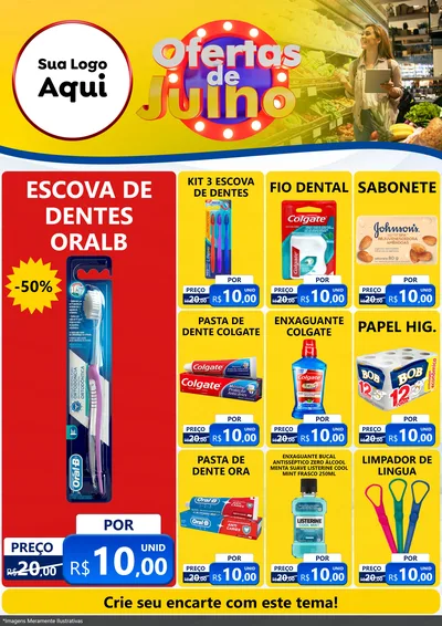 Modelo de Encarte para Encarte A4 Vertical com o tema Ofertas de Julho para Higiene Pessoal