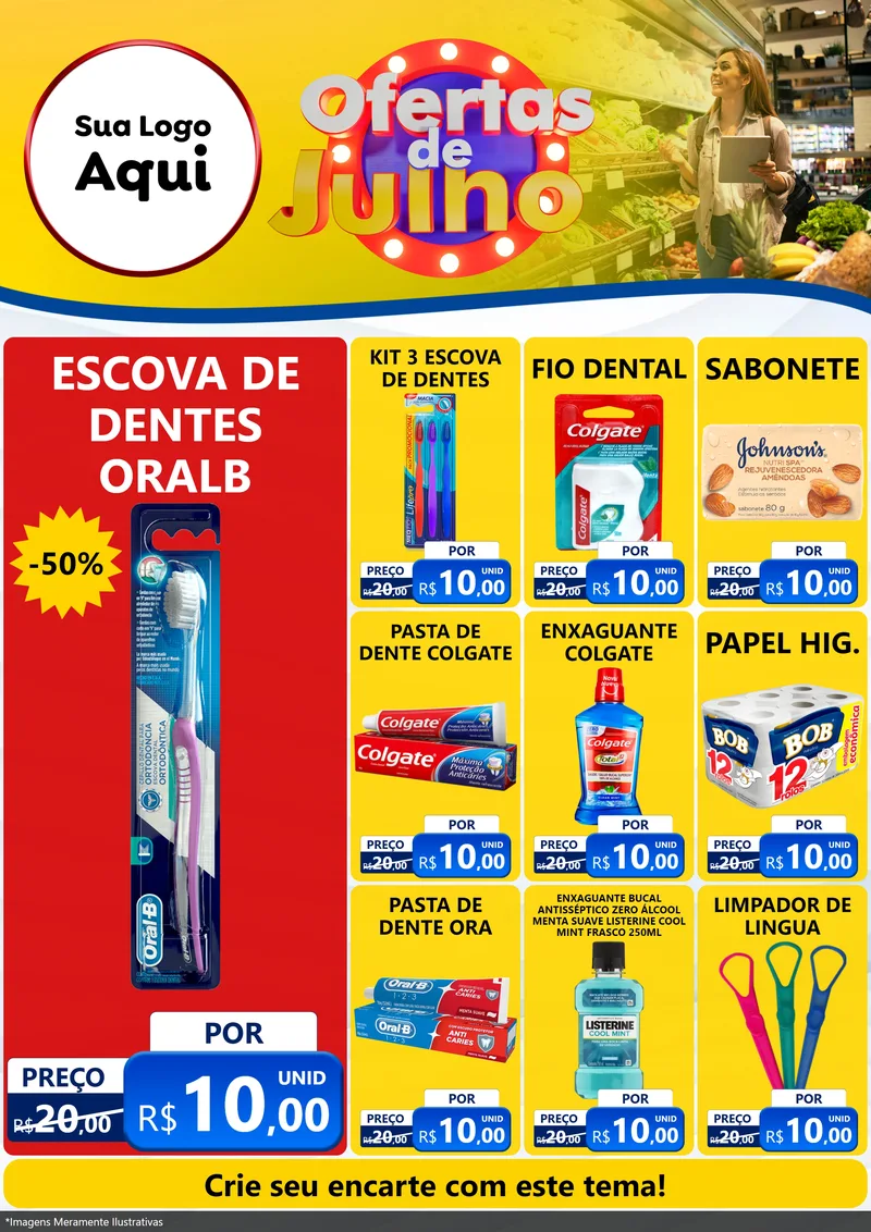 Modelo de Encarte para Encarte A4 Vertical com o tema Ofertas de Julho para Higiene Pessoal