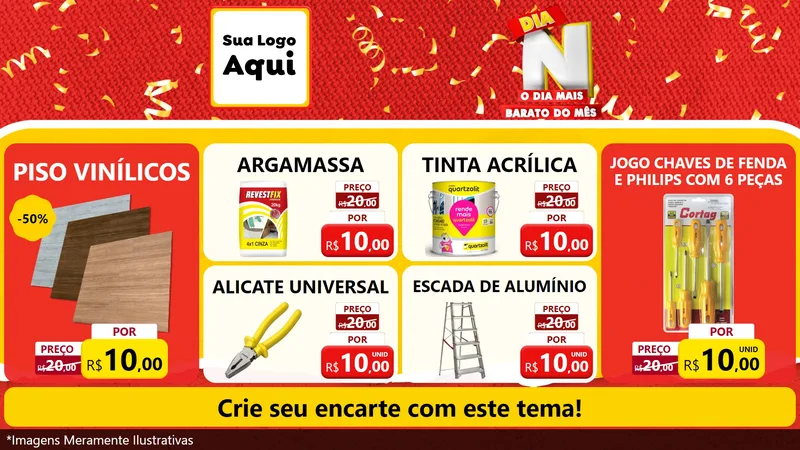 Modelo de TV para TV Horizontal com o tema Dia N o Dia Mais Barato do Mês para Material para Construção