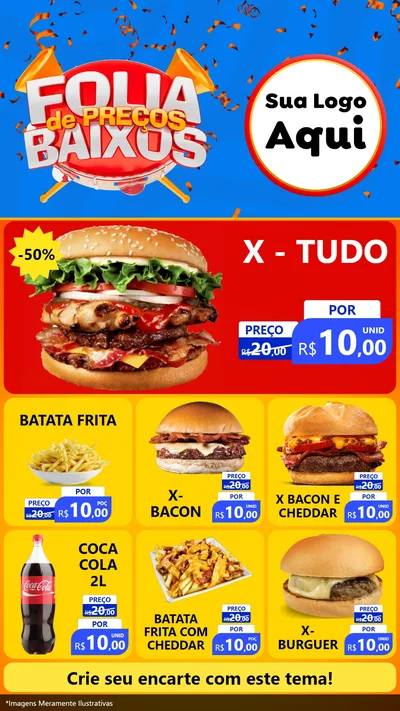 Modelo de Rede Social para Stories com o tema Folia de Preços Baixos para Hamburgueria