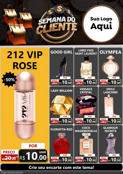 Modelo de Encarte para Encarte A4 Vertical com o tema Semana do Cliente para Perfumes
