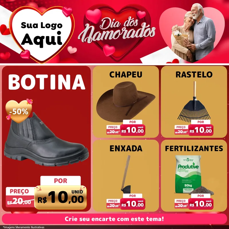 Modelo de Rede Social para Feed Facebook com o tema Dia Dos Namorados para Agropecuária