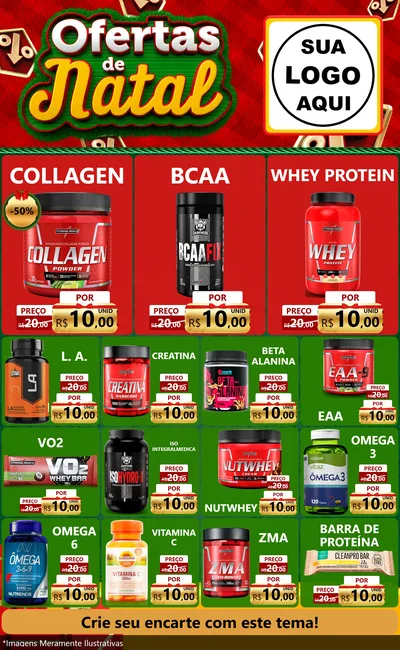 Modelo de Encarte para Encarte Grande com o tema Ofertas de Natal para Suplementos alimentares