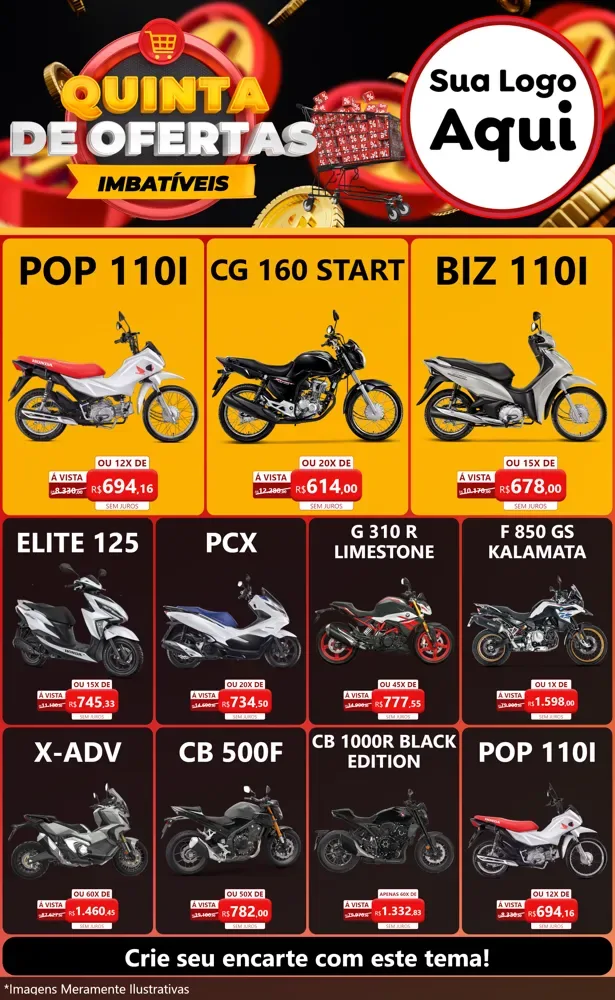 Modelo de Encarte para Encarte Grande com o tema Quinta de Ofertas Imbatíveis para Concessionaria de Motos