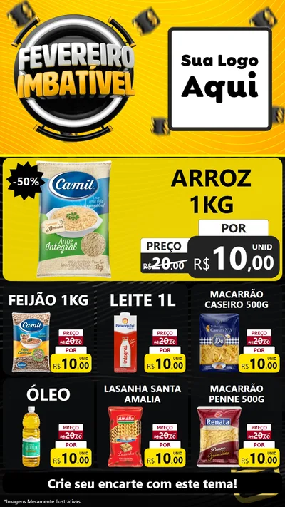 Modelo de Rede Social para Stories com o tema Fevereiro Imbatível para Supermercado