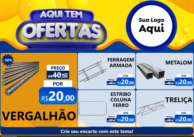 Modelo de Encarte para Encarte A4 Horizontal com o tema Aqui Tem Ofertas para Ferragens