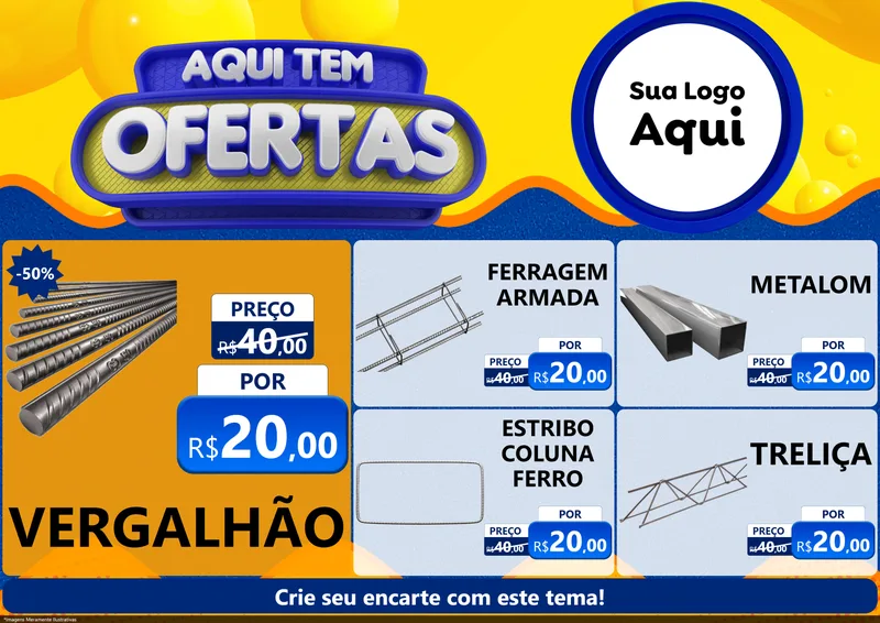 Modelo de Encarte para Encarte A4 Horizontal com o tema Aqui Tem Ofertas para Ferragens
