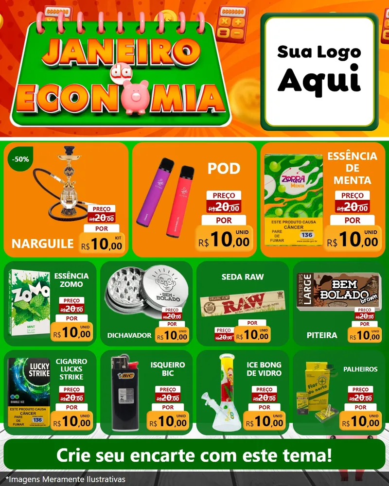Modelo de Rede Social para Feed Instagram com o tema Janeiro da Economia para Tabacaria