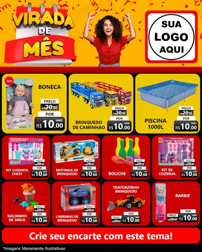 Modelo de Rede Social para Feed Instagram com o tema Virada de Mês para Brinquedos