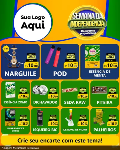 Modelo de Rede Social para Feed Instagram com o tema Semana da Independência Declaramos Preços Baixos para Tabacaria