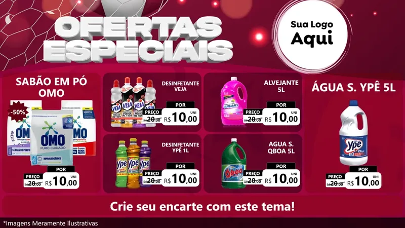Modelo de TV para TV Horizontal com o tema Ofertas Especiais - Futebol para Produtos de Limpeza