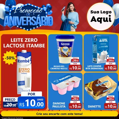 Modelo de Rede Social para Feed Facebook com o tema Promoção de Aniversário para Frios e Laticínios