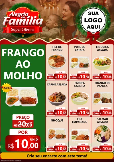 Modelo de Encarte para Encarte A4 Vertical com o tema Alegria Em Família - Super Ofertas para Restaurante