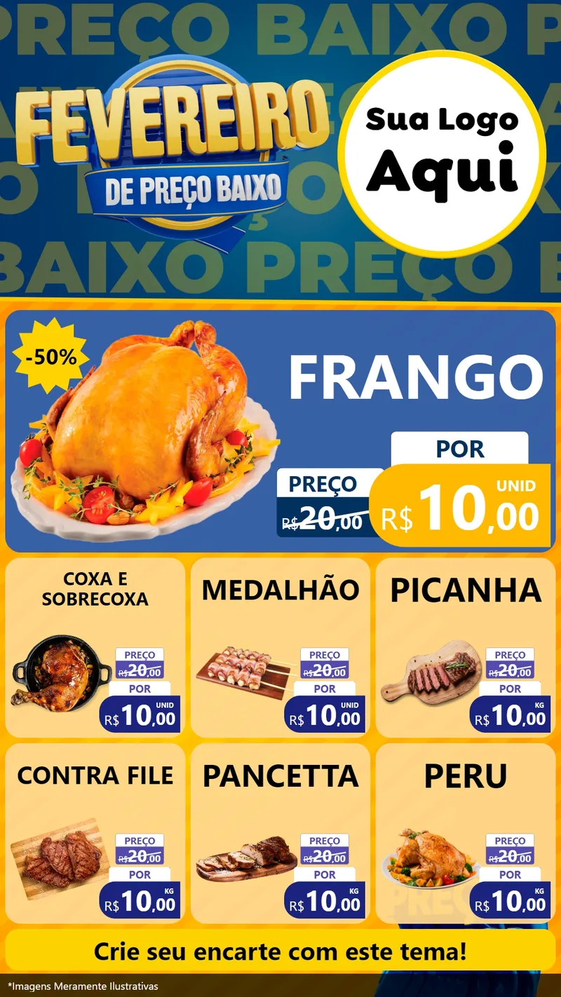 Modelo de Rede Social para Stories com o tema Fevereiro de Preço Baixo para Assados