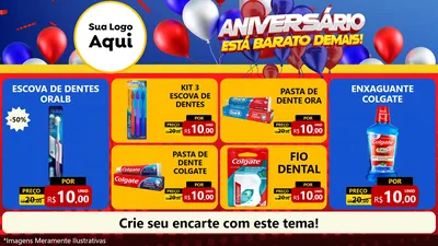 Modelo de TV para TV Horizontal com o tema Aniversário para Higiene Pessoal