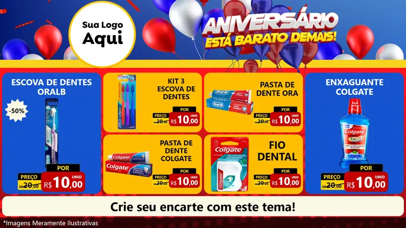 Modelo de TV para TV Horizontal com o tema Aniversário para Higiene Pessoal