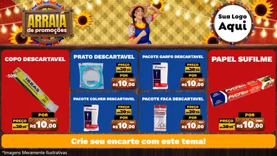 Modelo de TV para TV Horizontal com o tema Arraiá de Promoções para Embalagens