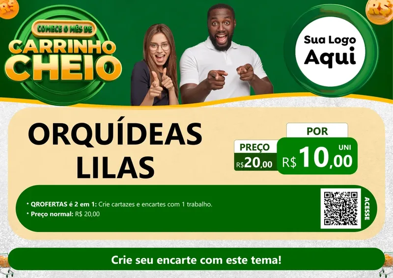 Modelo de Cartaz para Cartaz A4 Horizontal com o tema Carrinho Cheio para Floricultura e jardim