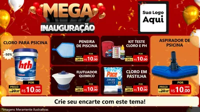 Modelo de TV para TV Horizontal com o tema Mega Inauguração para Produtos para Piscina