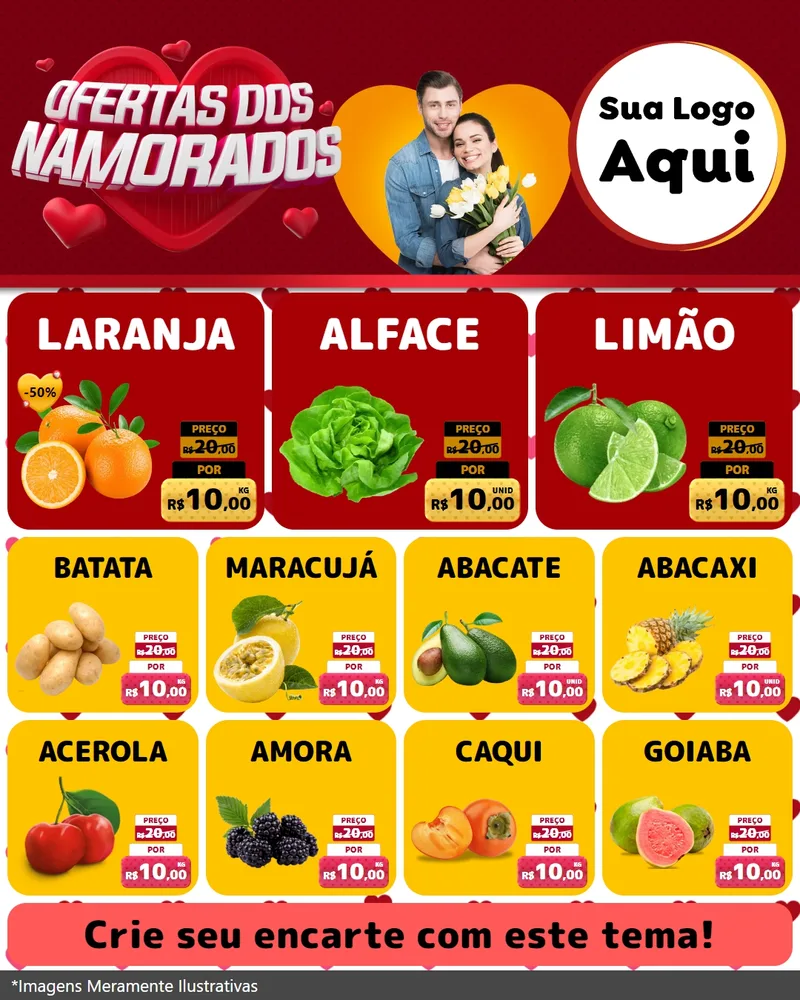 Modelo de Rede Social para Feed Instagram com o tema Ofertas Dos Namorados para Hortifrúti