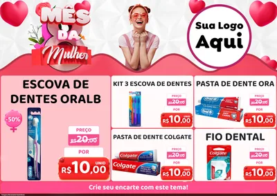 Modelo de Encarte para Encarte A4 Horizontal com o tema Mês da Mulher para Higiene Pessoal
