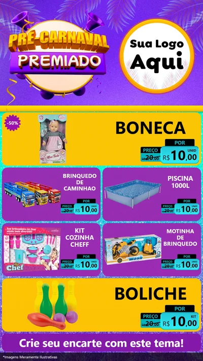 Modelo de TV para TV Vertical com o tema Pré-Carnaval Premiado para Brinquedos