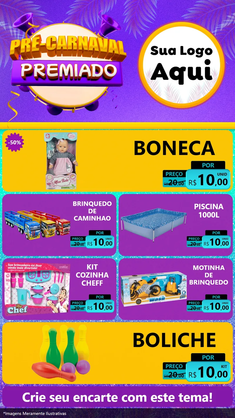 Modelo de TV para TV Vertical com o tema Pré-Carnaval Premiado para Brinquedos