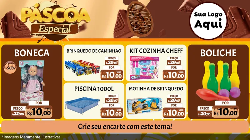 Modelo de TV para TV Horizontal com o tema Páscoa Especial para Brinquedos