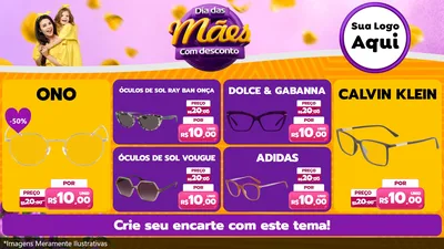 Modelo de TV para TV Horizontal com o tema Dia das Mães com Desconto para Óticas