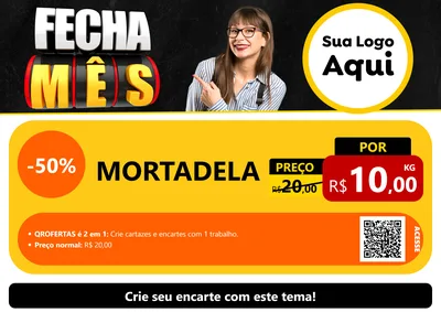 Modelo de Cartaz para Cartaz A4 Horizontal com o tema Fecha Mês para Frios e Laticínios