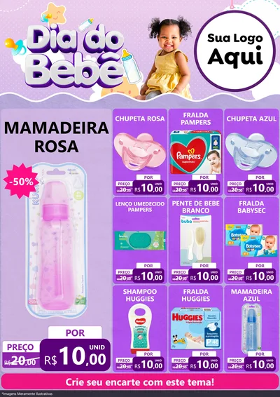 Modelo de Encarte para Encarte A4 Vertical com o tema Dia do Bebê para Bebês