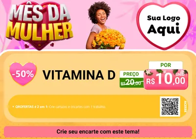 Modelo de Cartaz para Cartaz A4 Horizontal com o tema Mês da Mulher para Farmácia