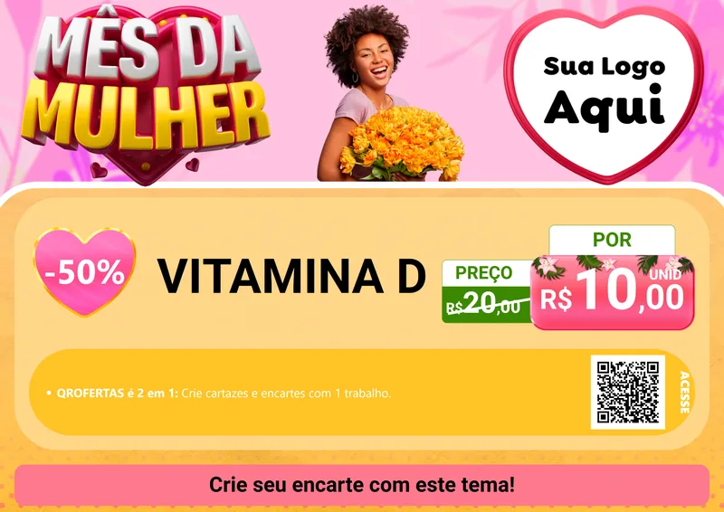 Modelo de Cartaz para Cartaz A4 Horizontal com o tema Mês da Mulher para Farmácia