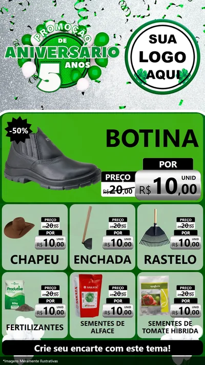 Modelo de Rede Social para Stories com o tema Promoção de Aniversário - 5 Anos para Agropecuária